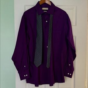 Michael Kors Purple Dress Shirt with Grey & Purple Silk Tie